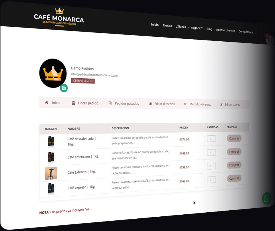 Woocommerce custom shop by client